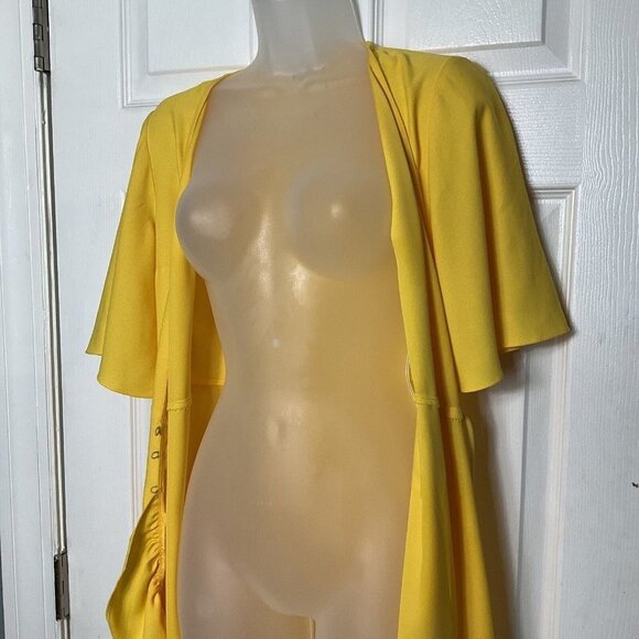 Top Shop Ruffle True Wrap A-Line Yellow Dress Size 2 Short Sleeve - Picture 14 of 16
